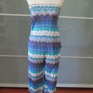 Alexis Chevron Print Strapless Romper/Playsuit/Pantsuit